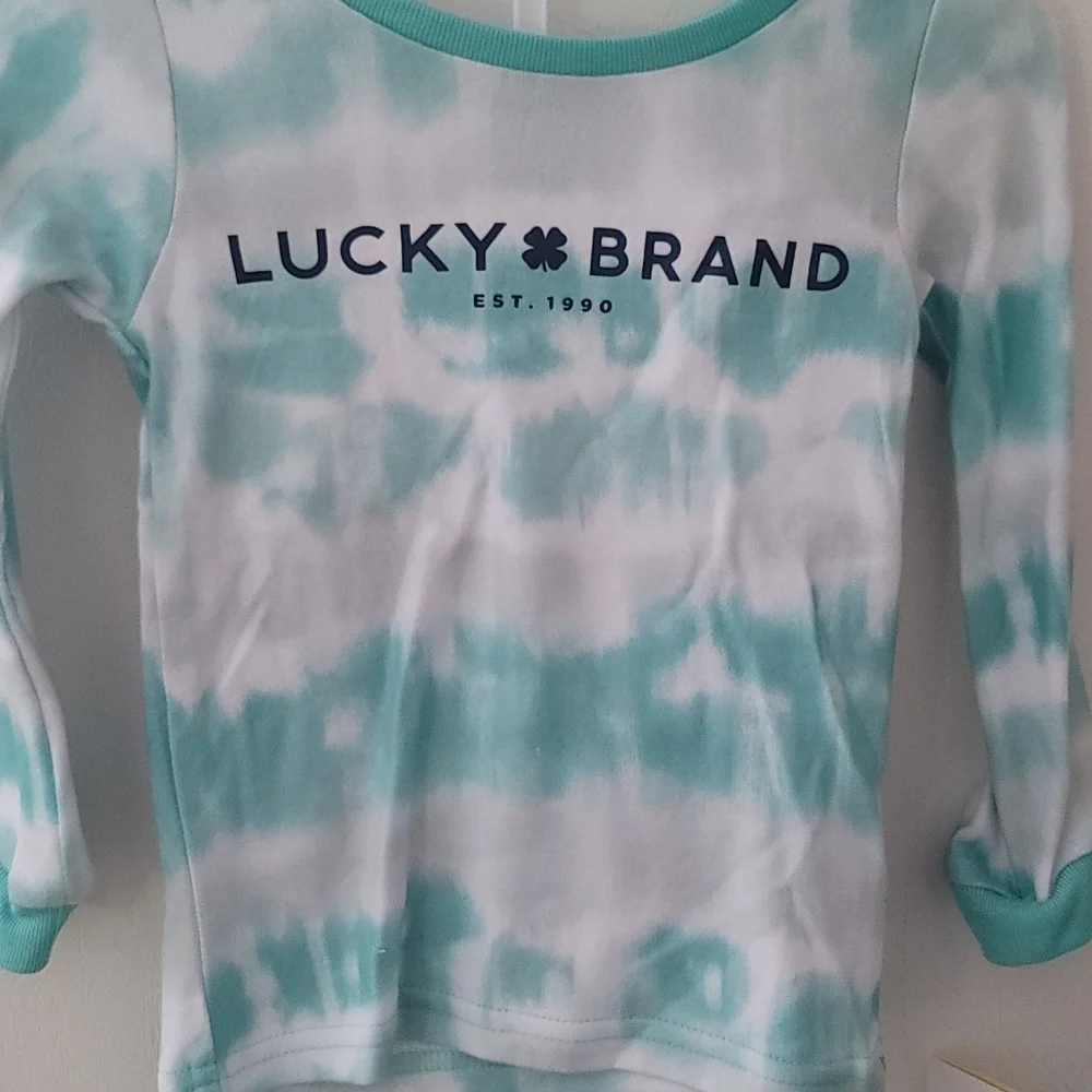 LUCKY BRAND GREEN/WHITE TIE DYE 2 PIECE PJ SET: NWT: SZ 2T